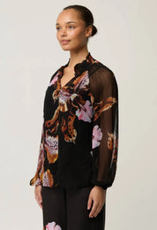 Maris Sheer Viscose Chiffon Blouse in Sunset Orchid
