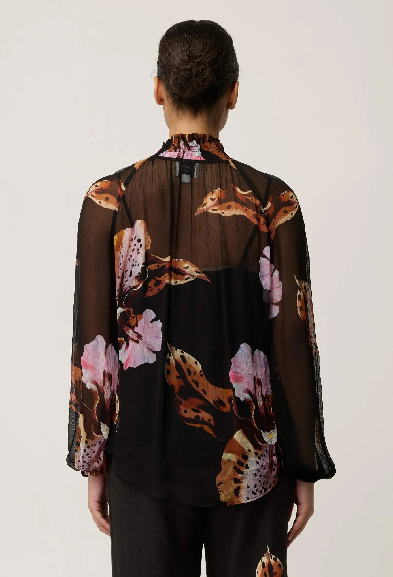 Maris Sheer Viscose Chiffon Blouse in Sunset Orchid