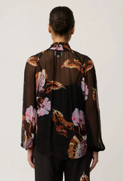 Maris Sheer Viscose Chiffon Blouse in Sunset Orchid