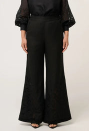 Once Was Rhea Linen Viscose placement embroidered pant