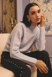 Once Was Savanna Alpaca Blend Sweater in Blue Frost