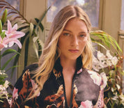 Delray Reversible Linen Viscose Jacket in Sunset Orchid/Noir Orchid