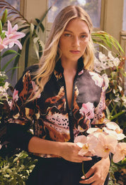 Delray Reversible Linen Viscose Jacket in Sunset Orchid/Noir Orchid