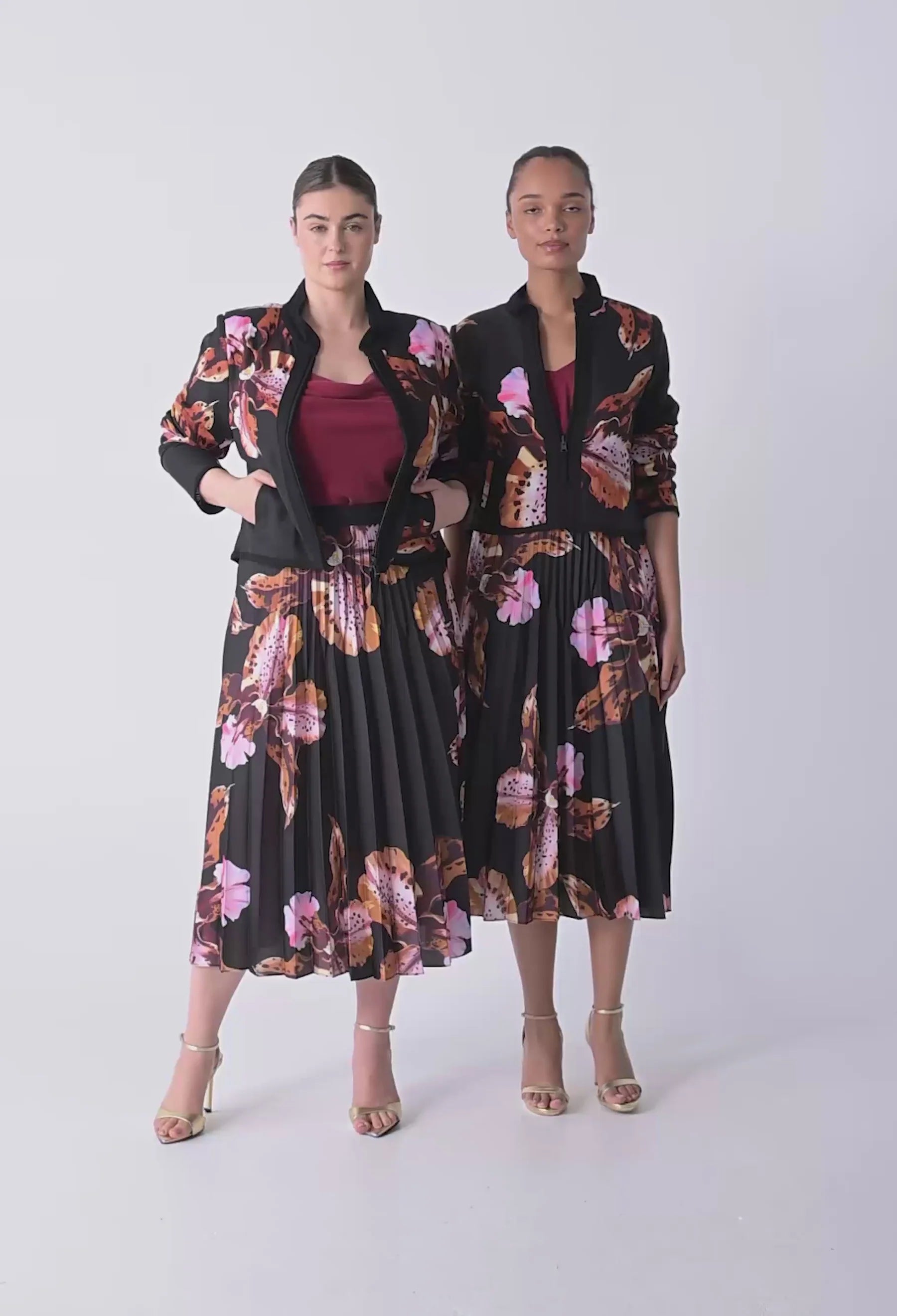 Delray Reversible Linen Viscose Jacket in Sunset Orchid/Noir Orchid