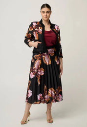Delray Reversible Linen Viscose Jacket in Sunset Orchid/Noir Orchid