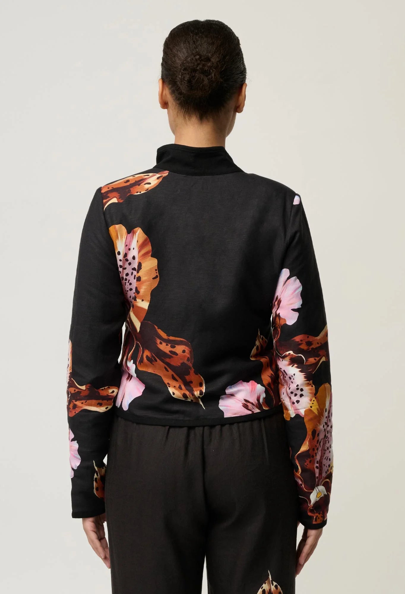 Delray Reversible Linen Viscose Jacket in Sunset Orchid/Noir Orchid