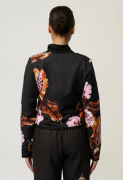 Delray Reversible Linen Viscose Jacket in Sunset Orchid/Noir Orchid