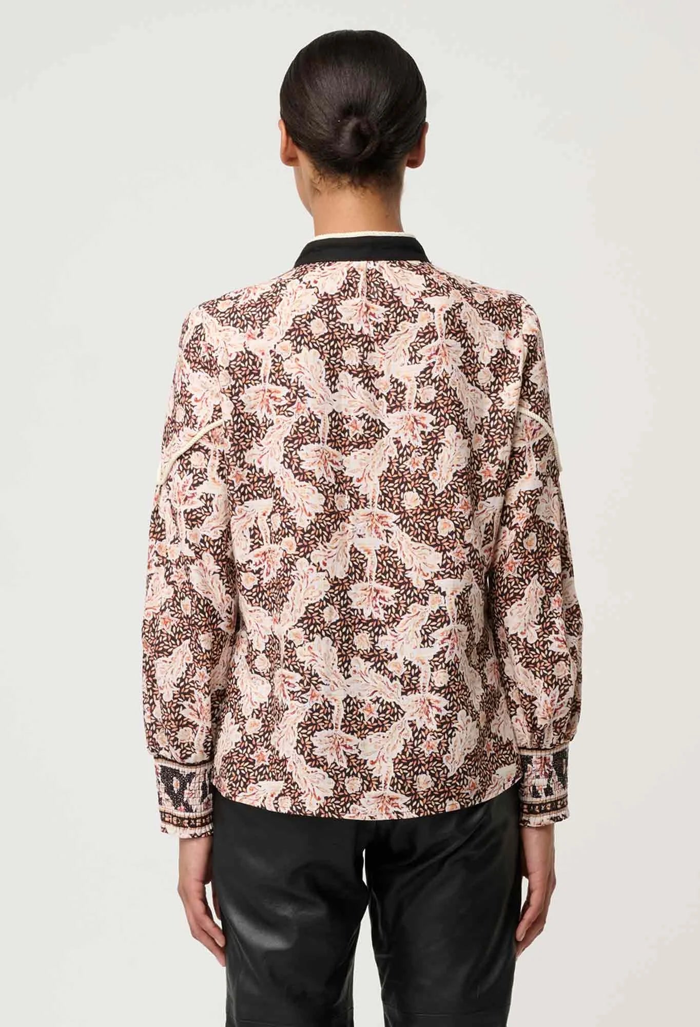 Once Was Harley linen viscose rope trim detail shirt