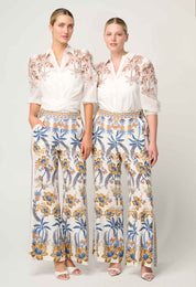 ONCE WAS Willow Linen Viscose Pant in Golden Medina