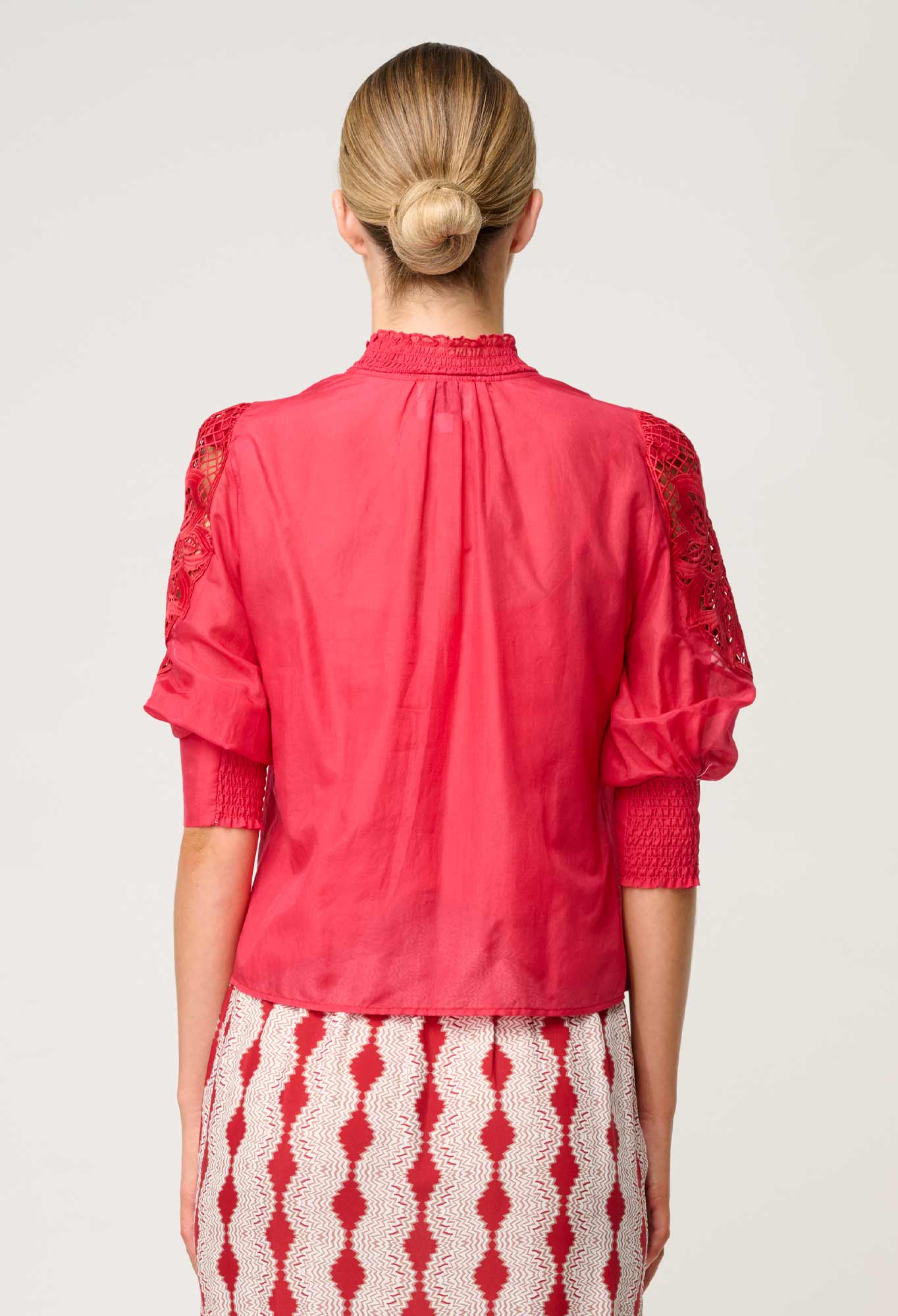 Once Was Oleander Cotton Silk Blouse in Ruby