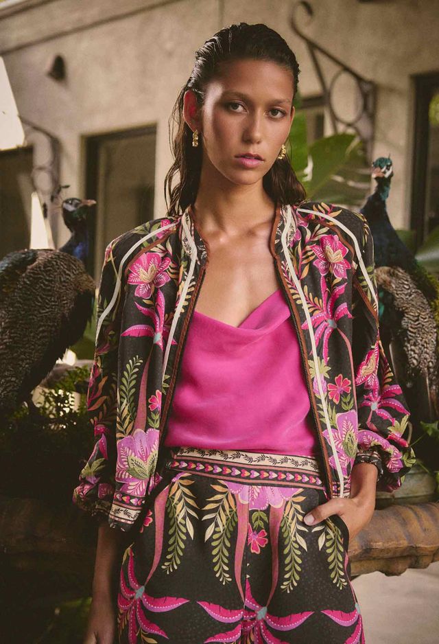 Once Was Arabella Reversible Placement Print Viscose Dolby Bine Detail Jacket