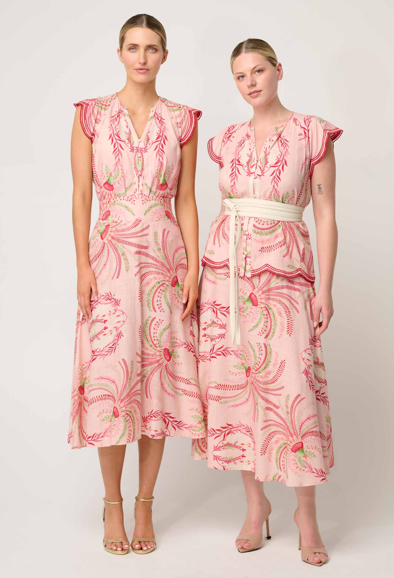 Once Was Aseel Linen Viscose Embroidered Top in Palmarosa