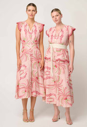 Once Was Aseel Linen Viscose Embroidered Top in Palmarosa