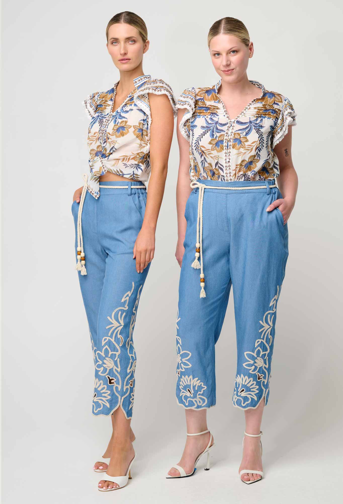 ONCE WAS Luma Cotton Silk Flutter Sleeve Top in Golden Medina