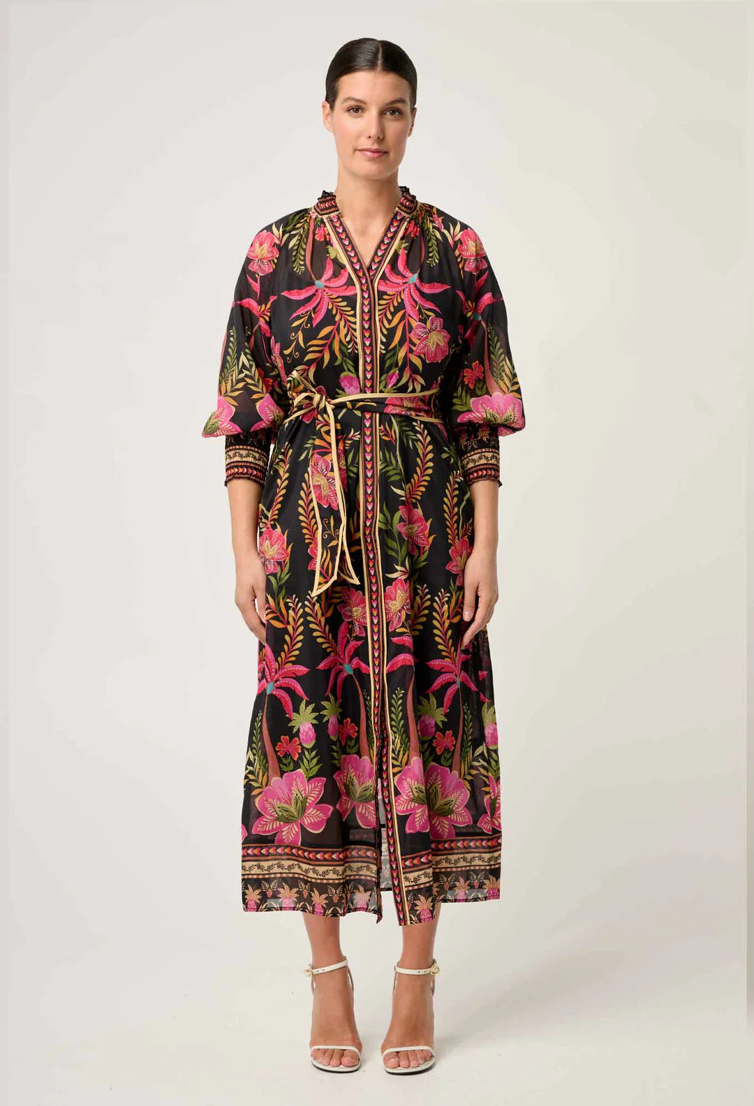 Once Was Carmen Silk cotton placement print maxi dress
