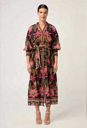 Once Was Carmen Silk cotton placement print maxi dress