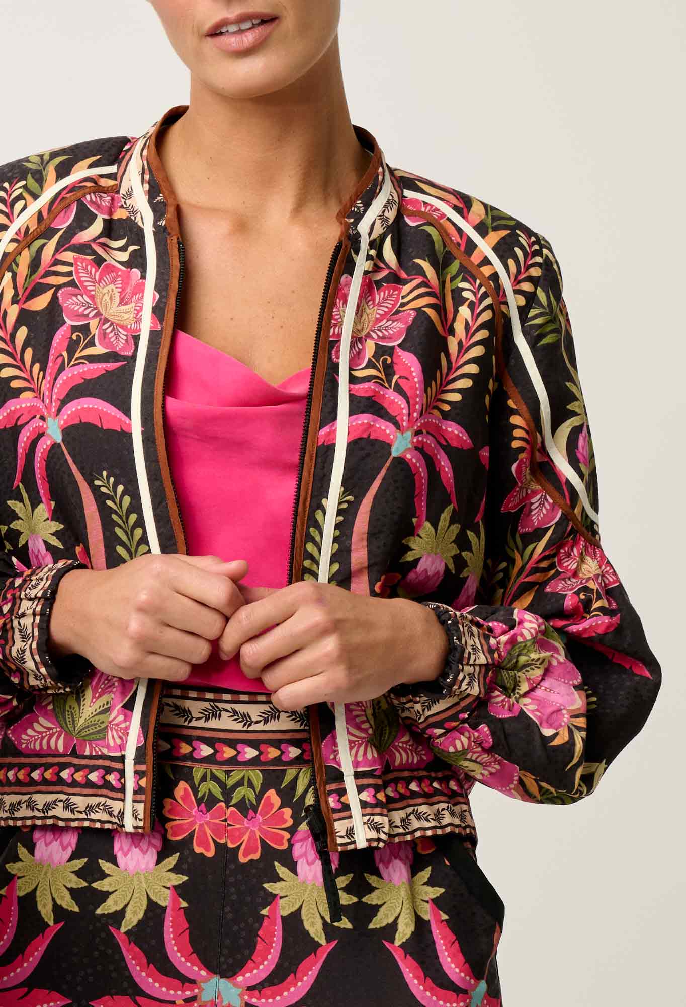 Once Was Arabella Reversible Placement Print Viscose Dolby Bine Detail Jacket