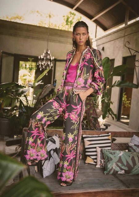 Once Was Arabella Reversible Placement Print Viscose Dolby Bine Detail Jacket