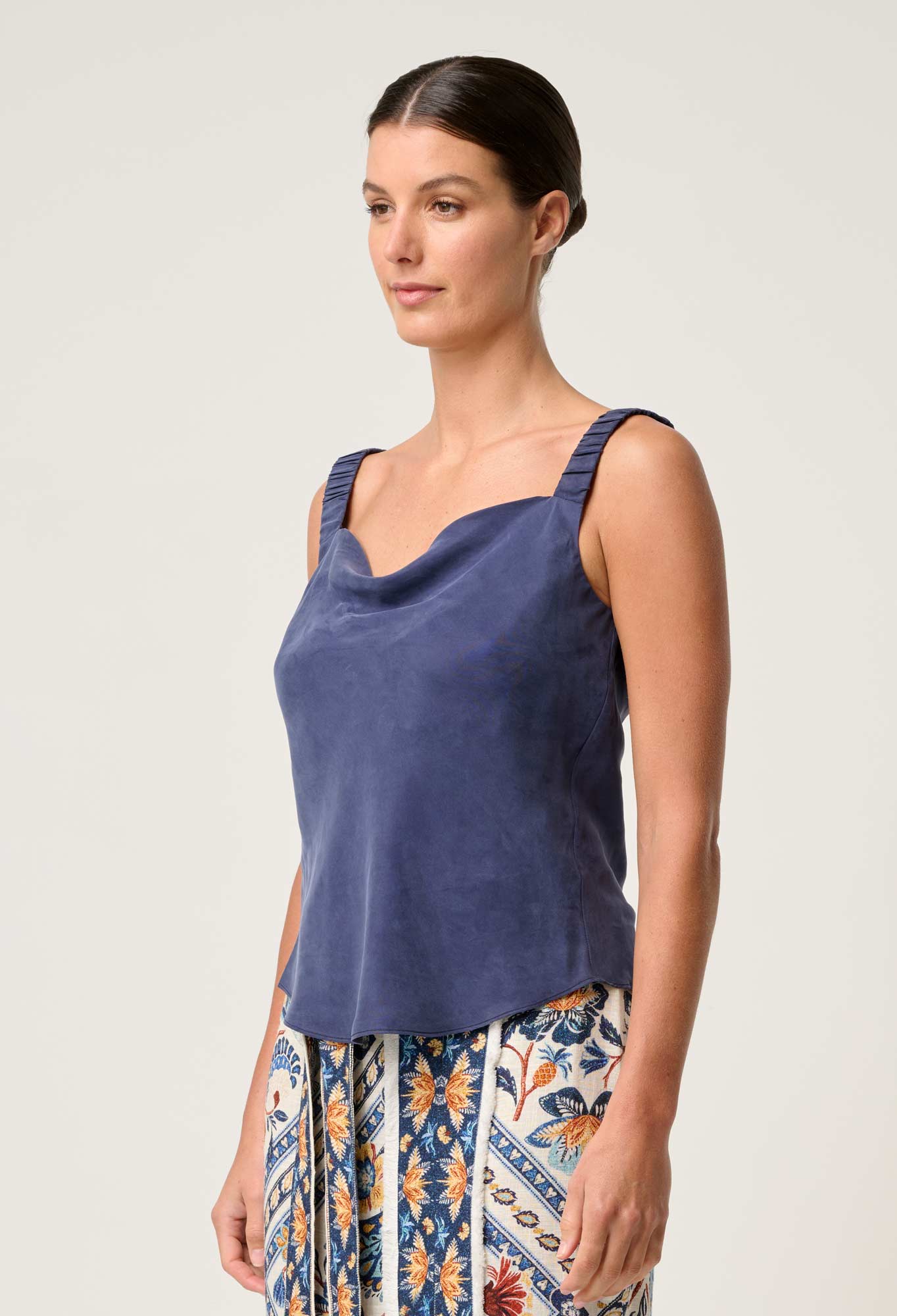 ONCE WAS Delray Reversible Cupro Cami in Lapis