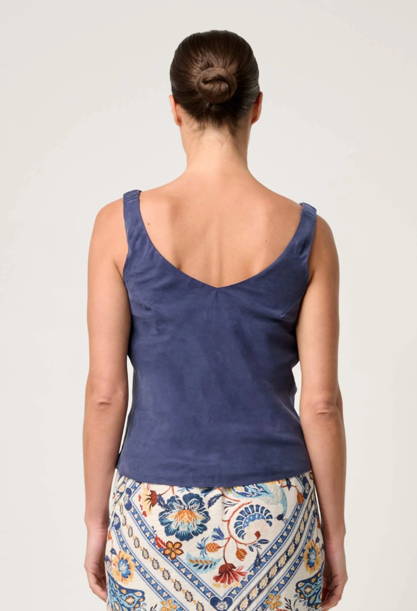 ONCE WAS Delray Reversible Cupro Cami in Lapis