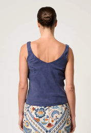 ONCE WAS Delray Reversible Cupro Cami in Lapis