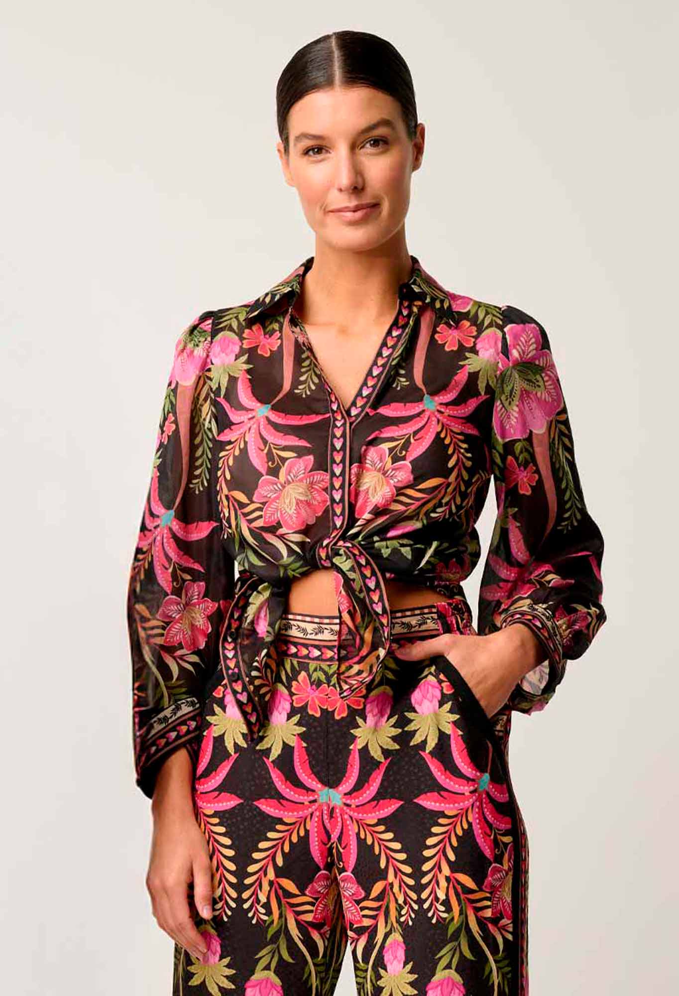 Once Was Elysian Silk Cotton Placement Pint cuffed shirt