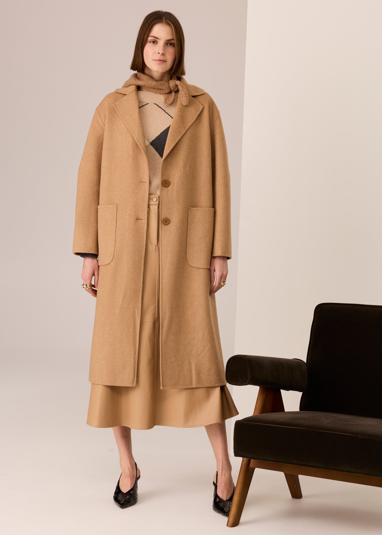 POL Cohen Long Coat Camel