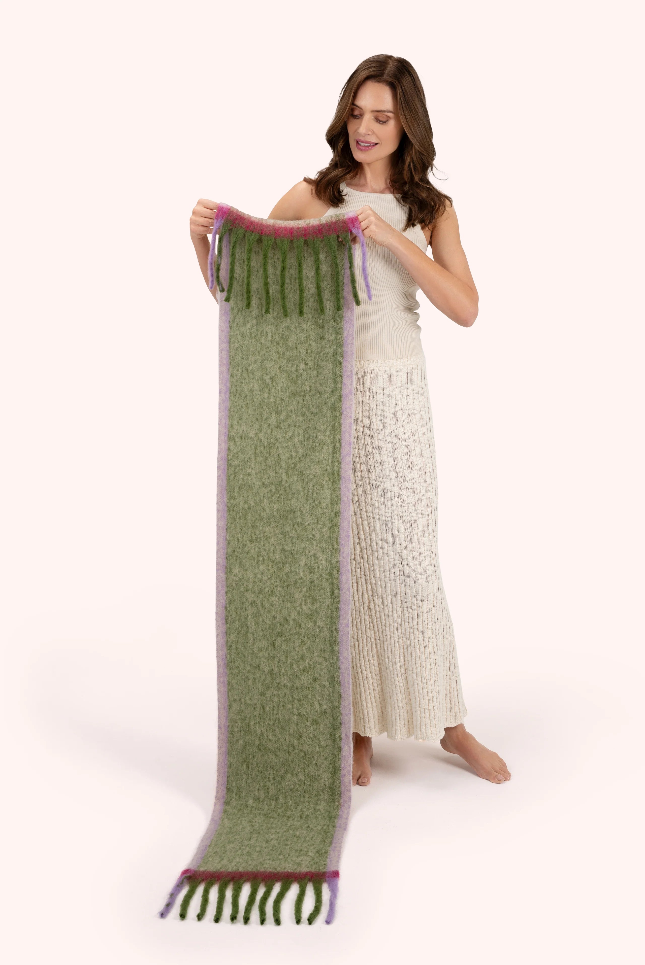 Powder Aria Cosy Knitted Scarf Sage