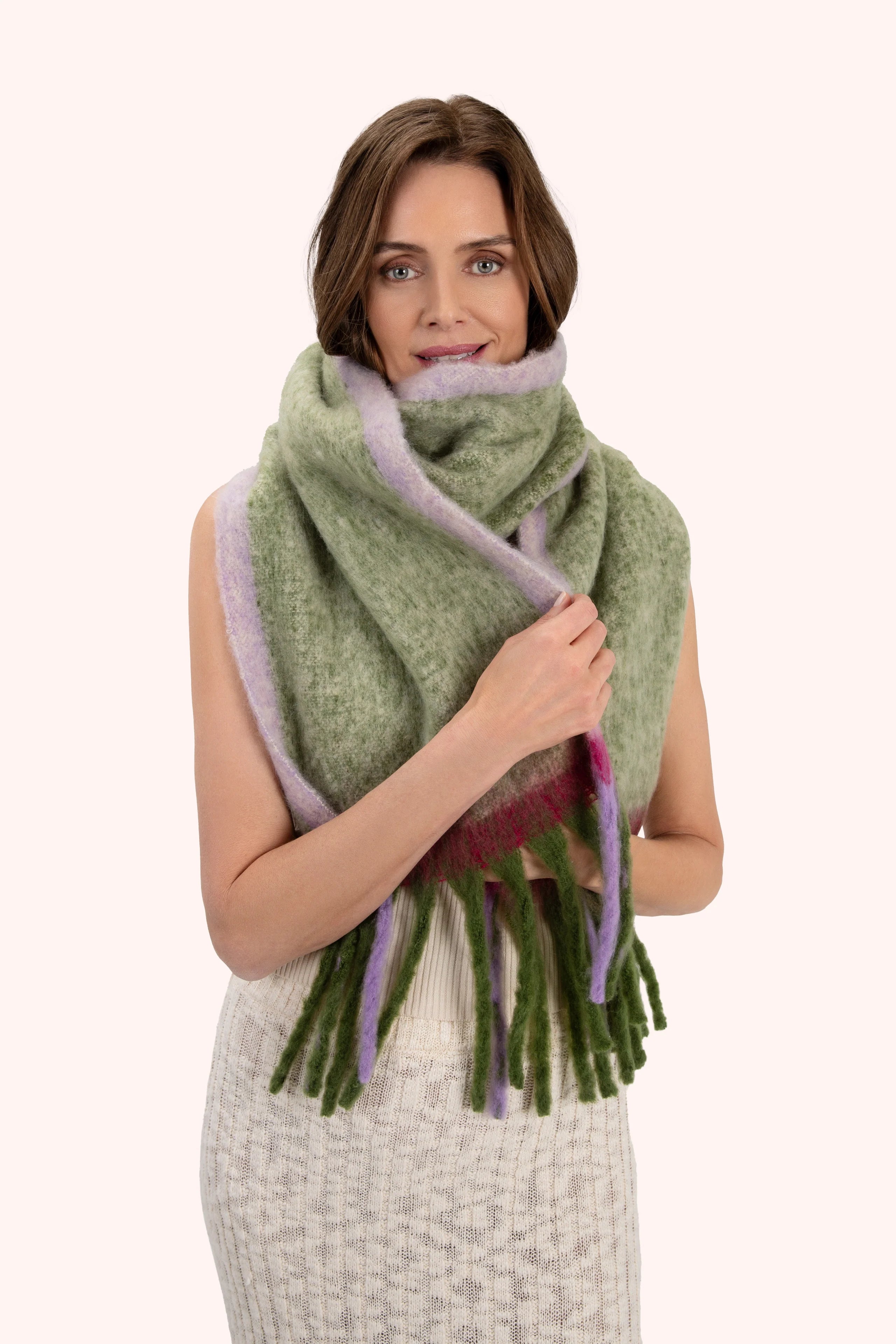 Powder Aria Cosy Knitted Scarf Sage