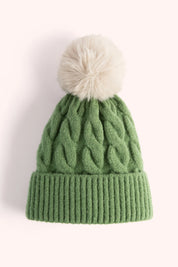 Powder Elise Knitted Pompom Hat Green/Cream
