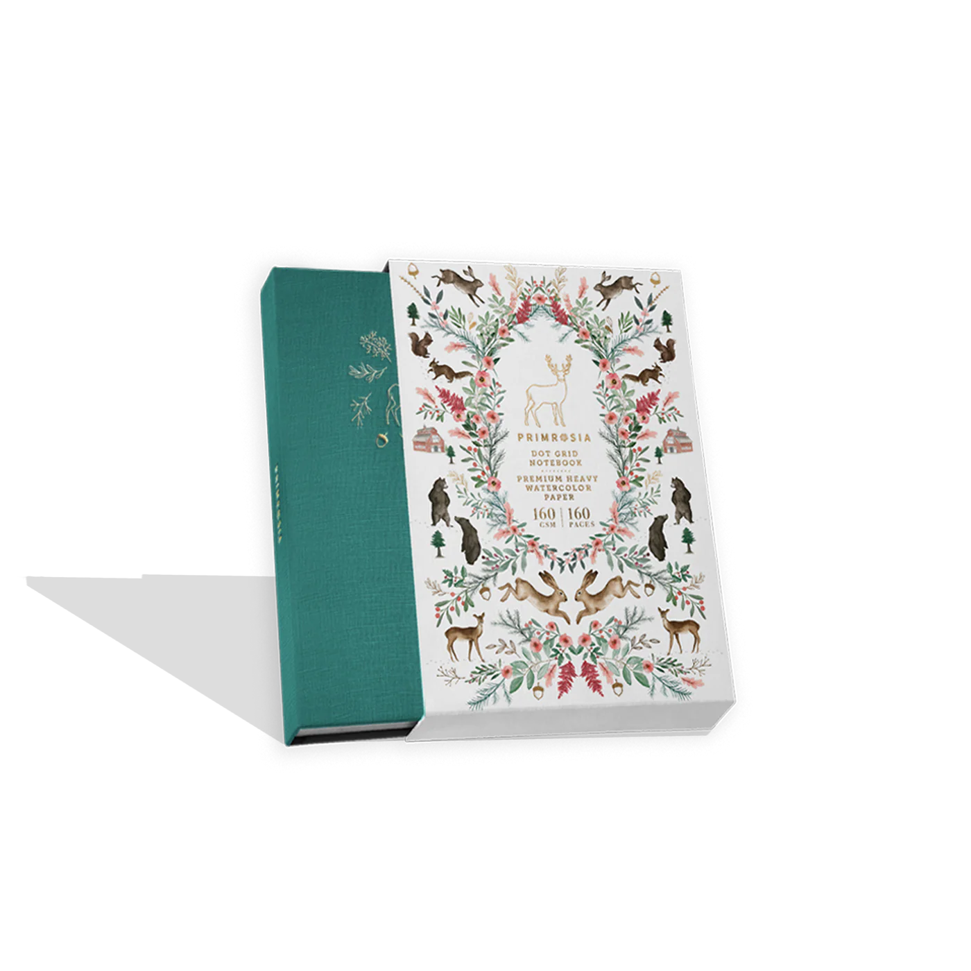 Primrosia 'Deer' Woodlands Teal – Watercolor Dot Grid A5 Journal
