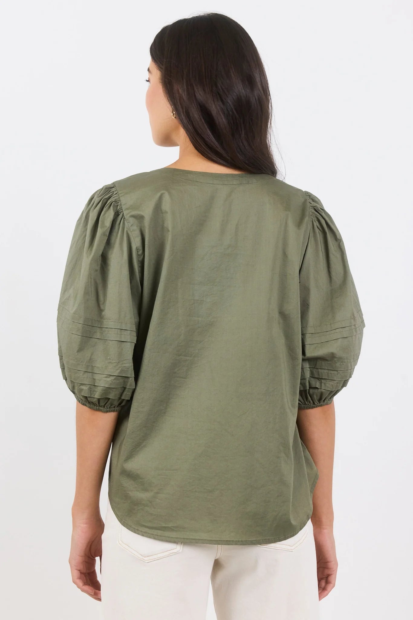 Sage Pleat Short Sleeve Top