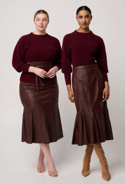 Roselle Merino Wool Blend Knit Top in Bordeaux