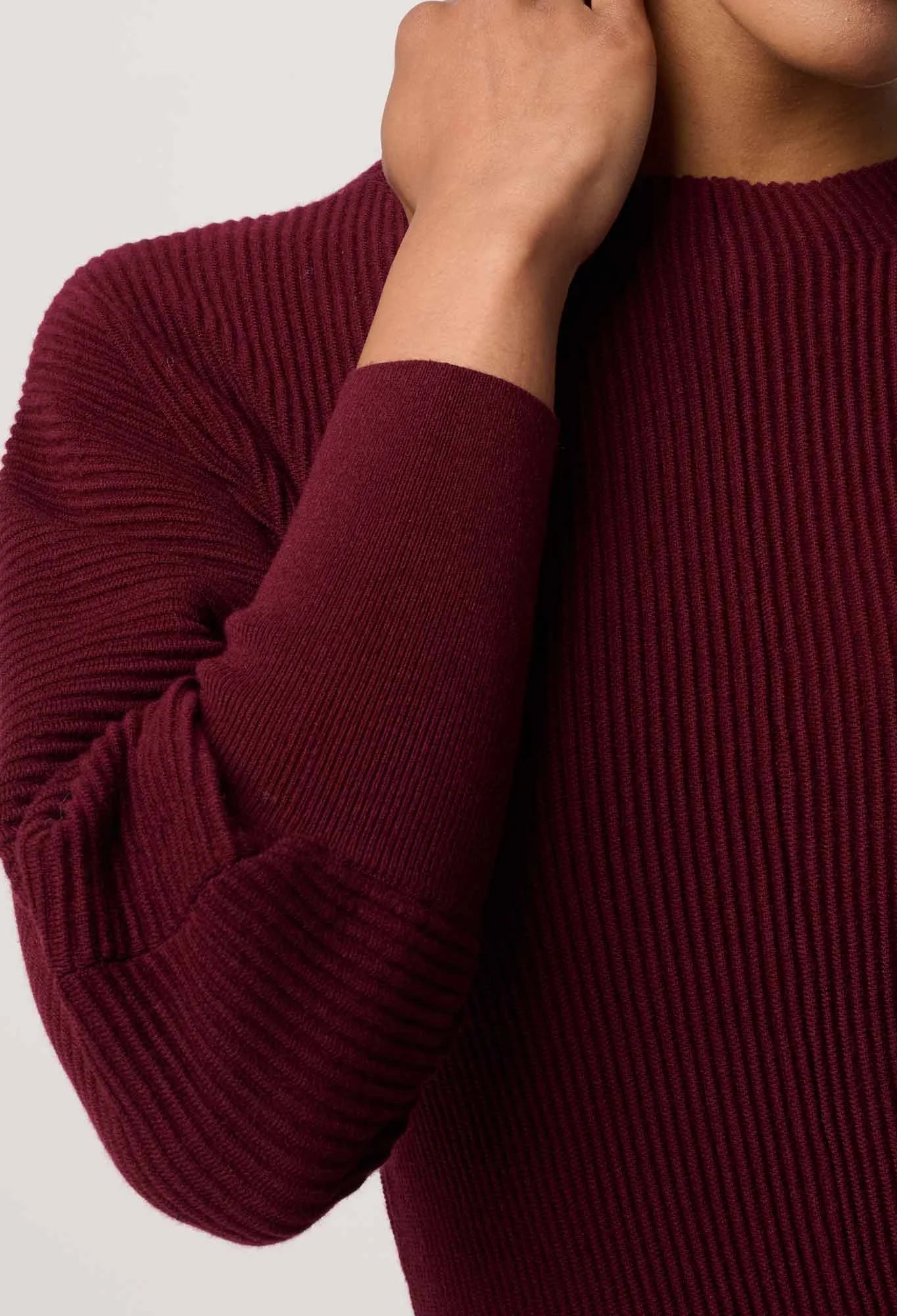 Roselle Merino Wool Blend Knit Top in Bordeaux