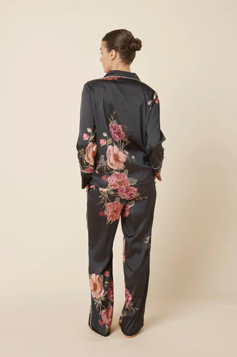 Gingerlilly Ruby Floral Satin PJ set - Black
