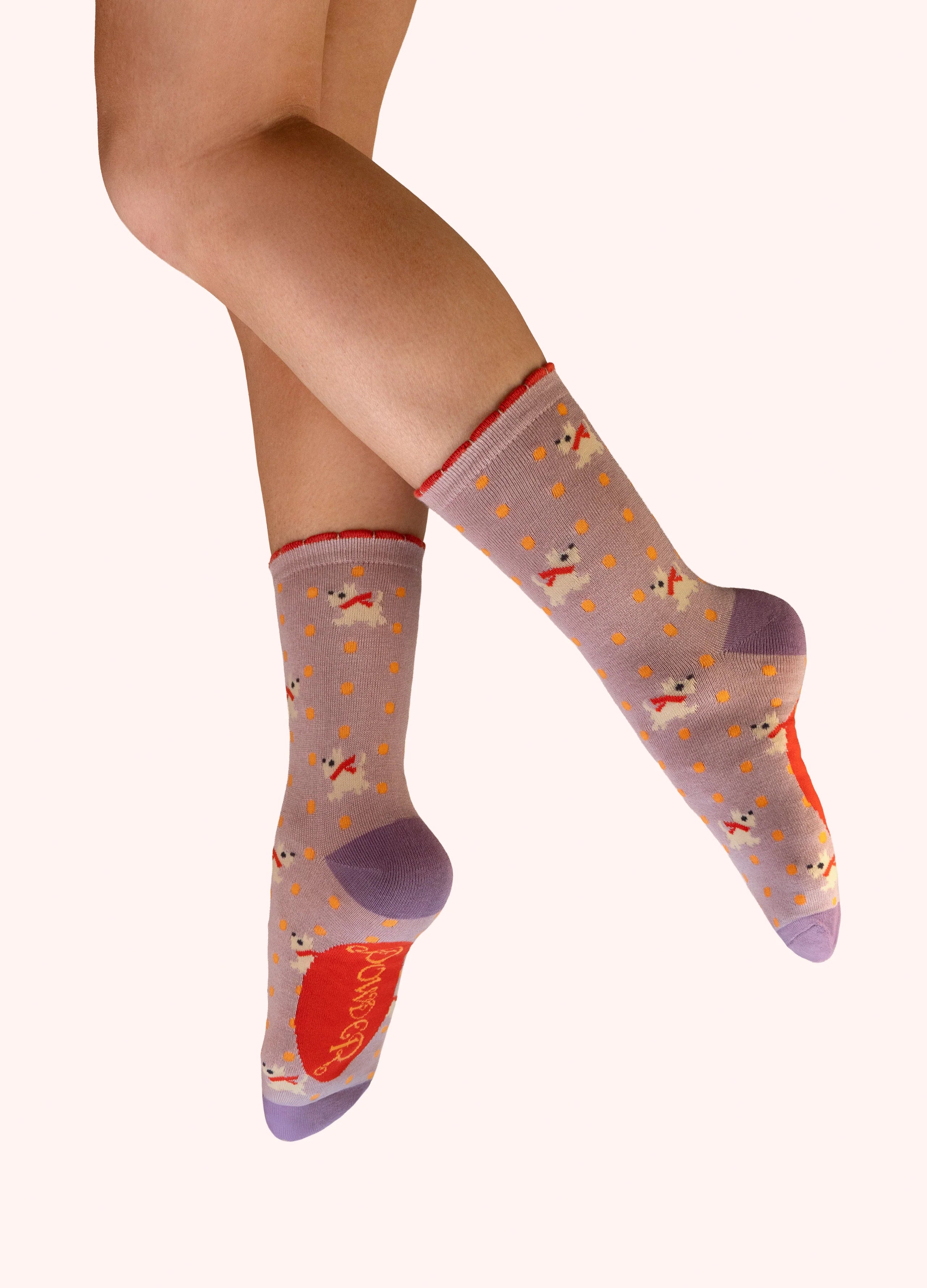 Powder westie pink socks