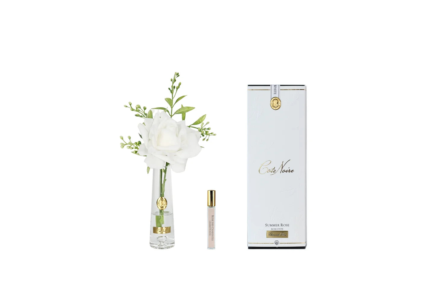 COTE NOIRE Summer Rose Ivory White with Gold Badge