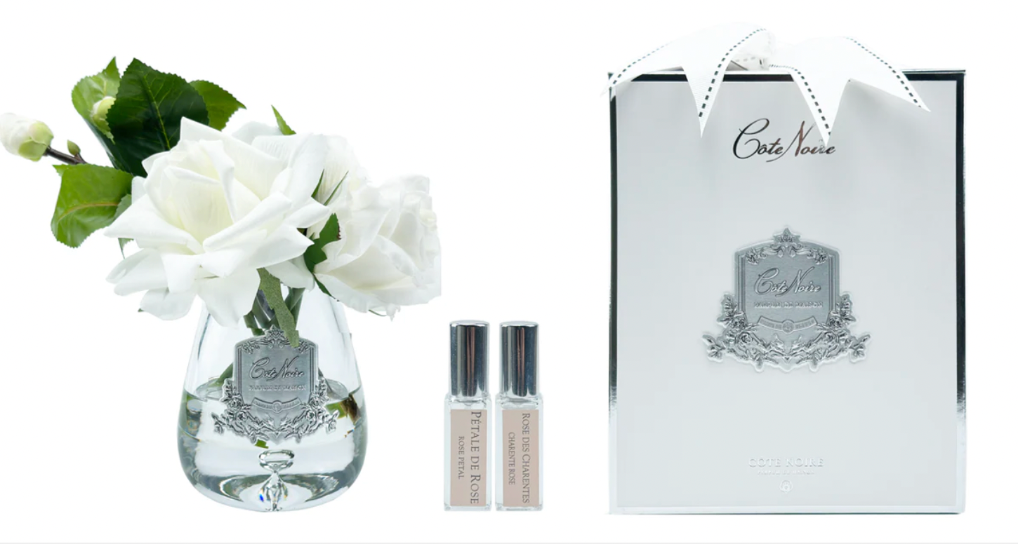 Tea Rose Bouquet Ivory Clear