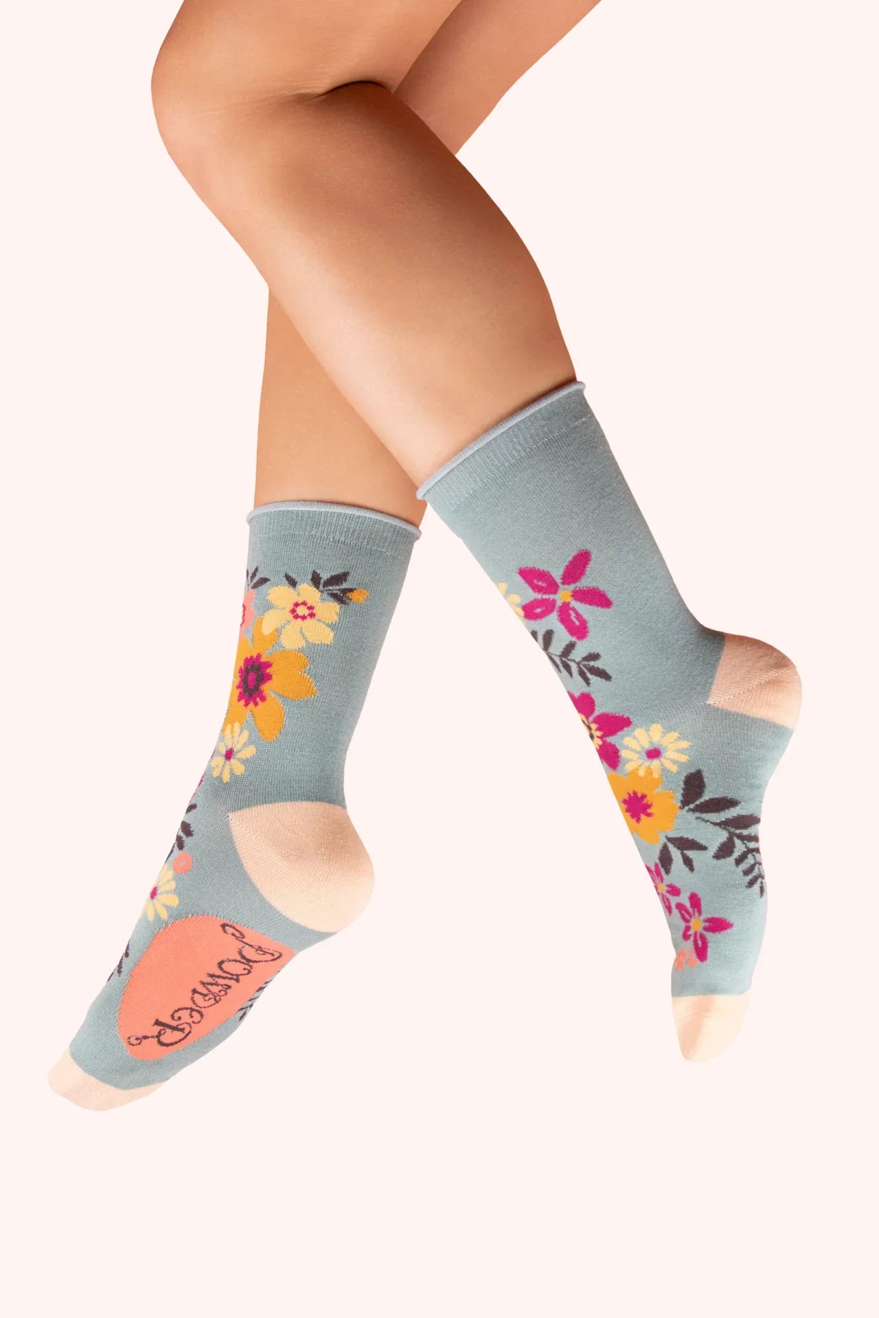 POWDER Ankle Socks Floral Spray Ice