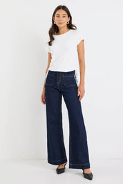 Zoey Indigo High Rise Wide Leg Pocket Jean