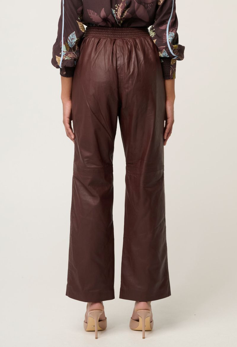 Once Was Joan Genuine Leather Straight Leg Pant - Oxblood