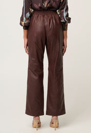Once Was Joan Genuine Leather Straight Leg Pant - Oxblood