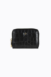 Benjie Small Ziparound Wallet - Black Croc Gold