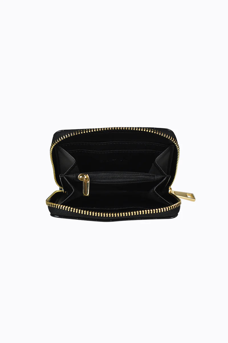 Benjie Small Ziparound Wallet - Black Croc Gold