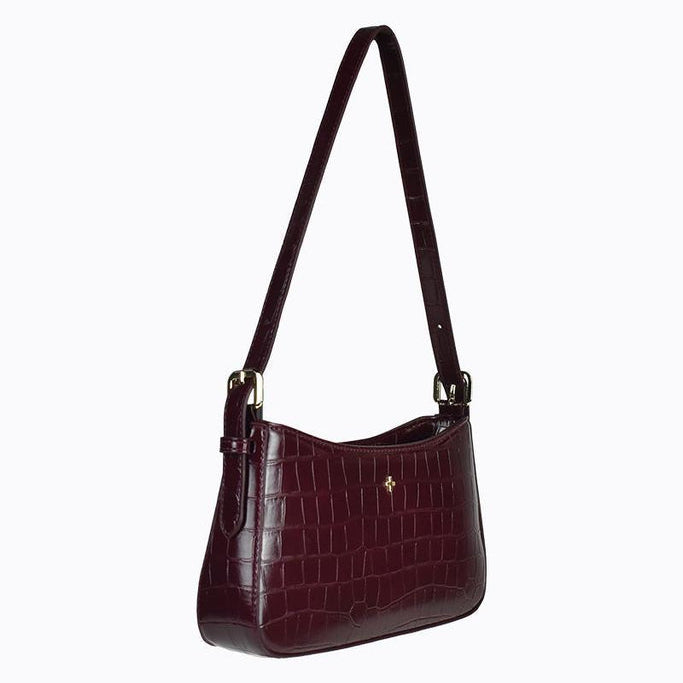 Lilu Shoulder Bag - Berry Croc Gold