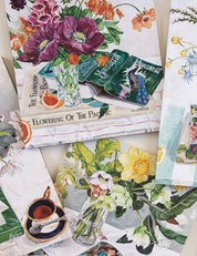 Stack of Bespoke Letterpress Poppies & Foxglove Workbooks with detailed floral illustrations