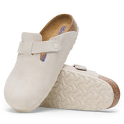 Birkenstock Boston Antique White Suede Soft Footbed