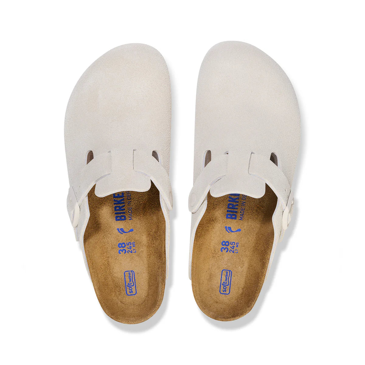 Birkenstock Boston Antique White Suede Soft Footbed