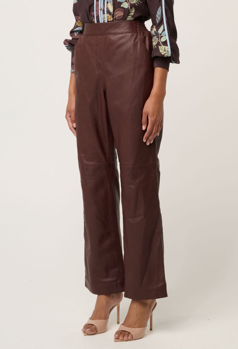 Once Was Joan Genuine Leather Straight Leg Pant - Oxblood