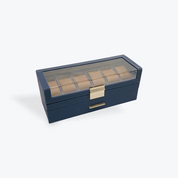 Watch Jewellery box Navy/Tan 6 pc